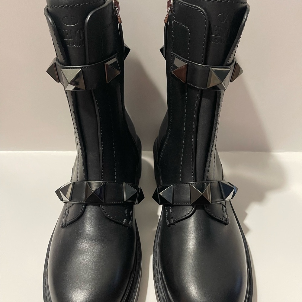 Valentino Garavani Black Studded Ankle Boots